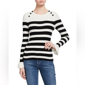 INC International Concepts Petite Striped Ribbed Long Sleeve Shirt Size PL